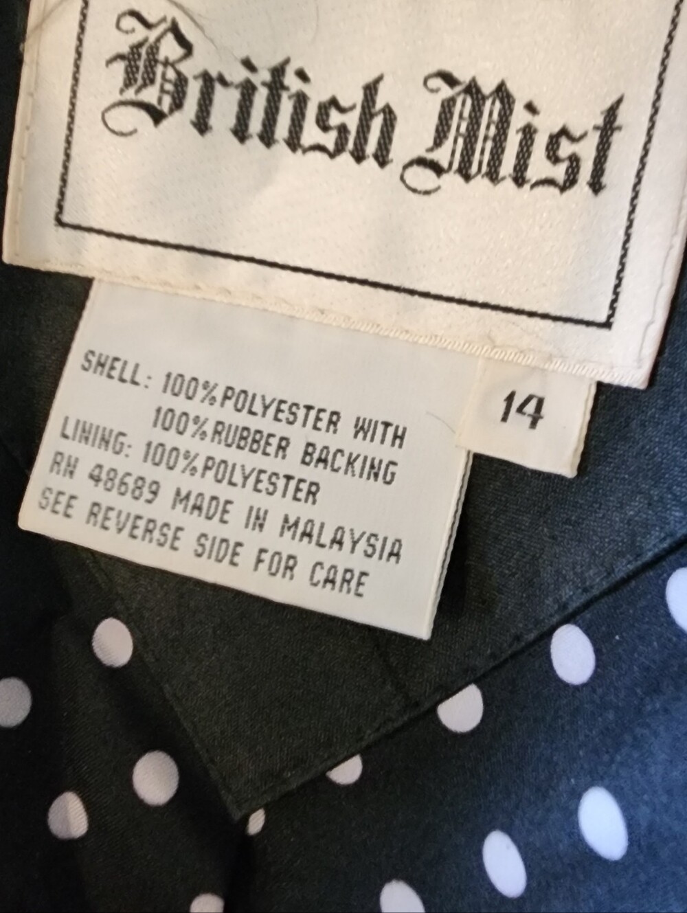 Vintage British Mist Black Double Belted Trench Rain Coat Sz 14 - Picture 15 of 15